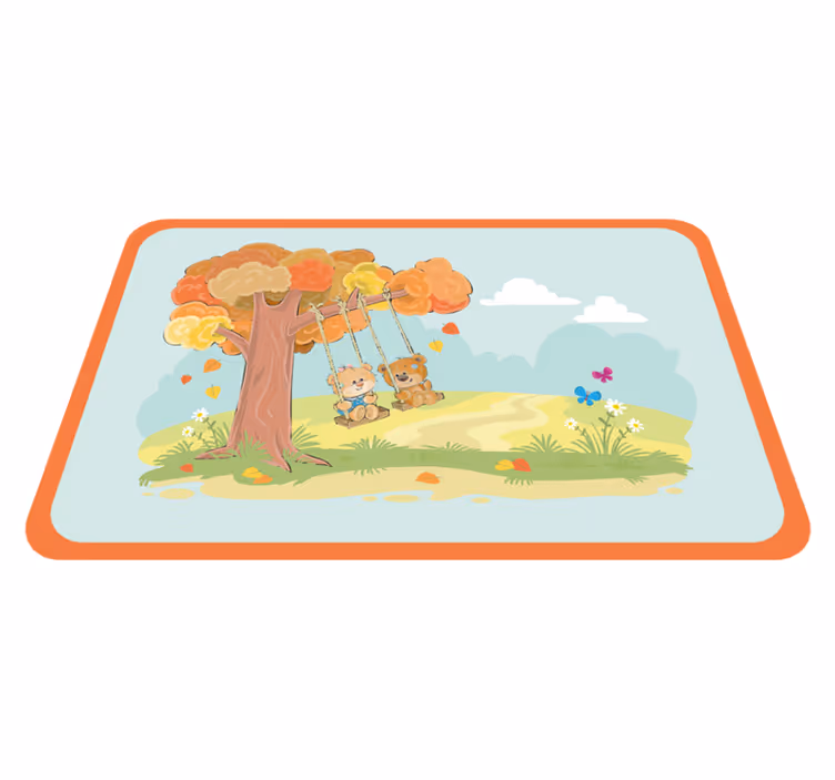 Teddy bears in woodland  kids vinyl rug - TenStickers