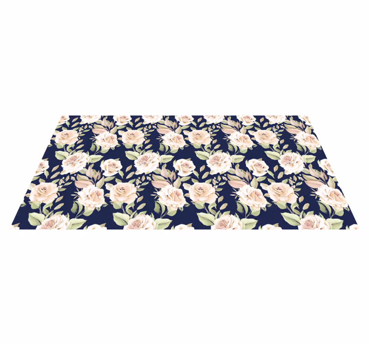 Vintage rose pattern on blue floral rug - TenStickers