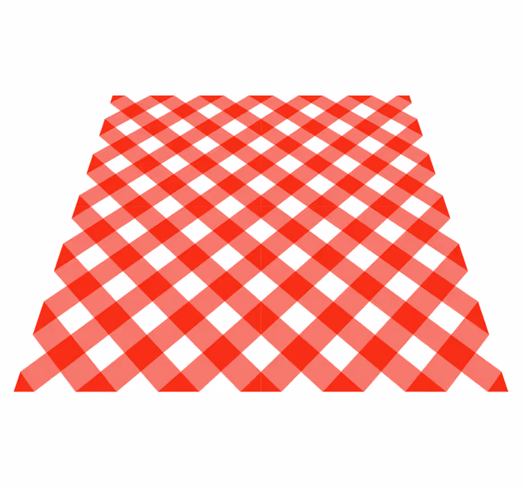 Crimson Checked Motif stripes vinyl rug - TenStickers