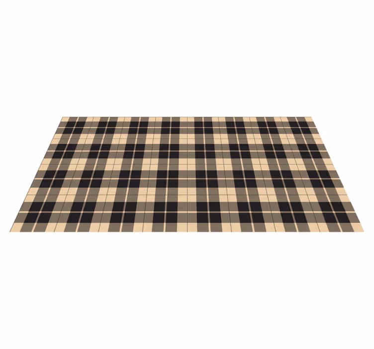 Beige and black plaid pattern rectangular rug - TenStickers