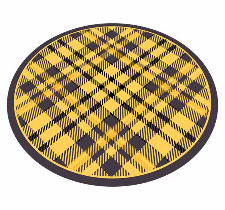 Gray and yellow patterned squares circular rug - TenStickers
