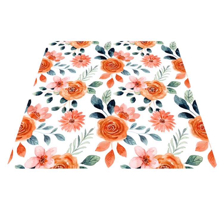 Blooming Delight flower vinyl rug - TenStickers