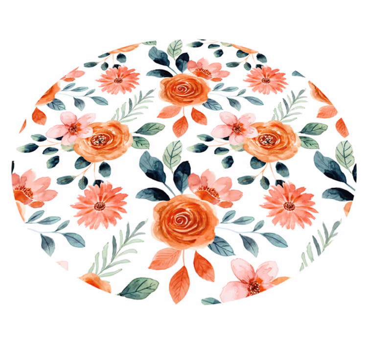 Floral Blossom Circle entrance hall vinyl rug - TenStickers
