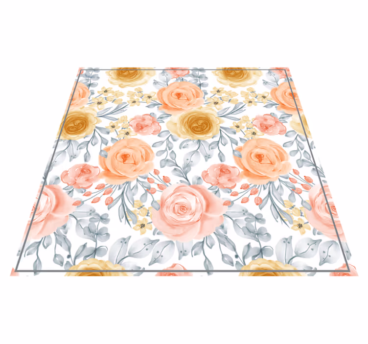 Floral pink shades flower vinyl rug - TenStickers