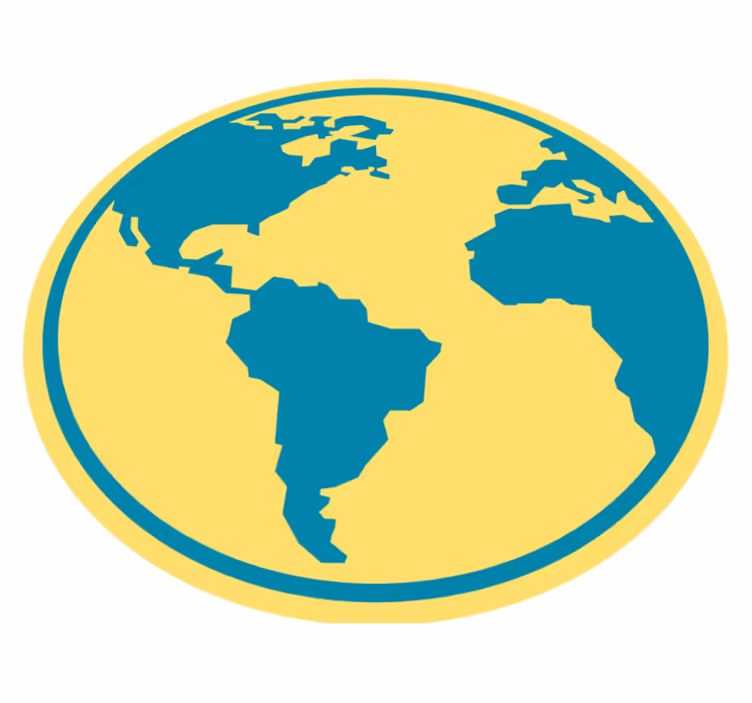 Colourful blue and yellow globe world map rug - TenStickers