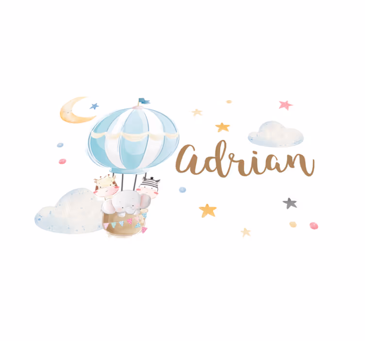 Aerial balloon with name vinyl rug - TenStickers