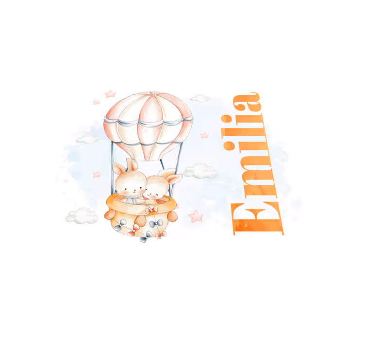 Pastel balloon with animals personalised mat - TenStickers