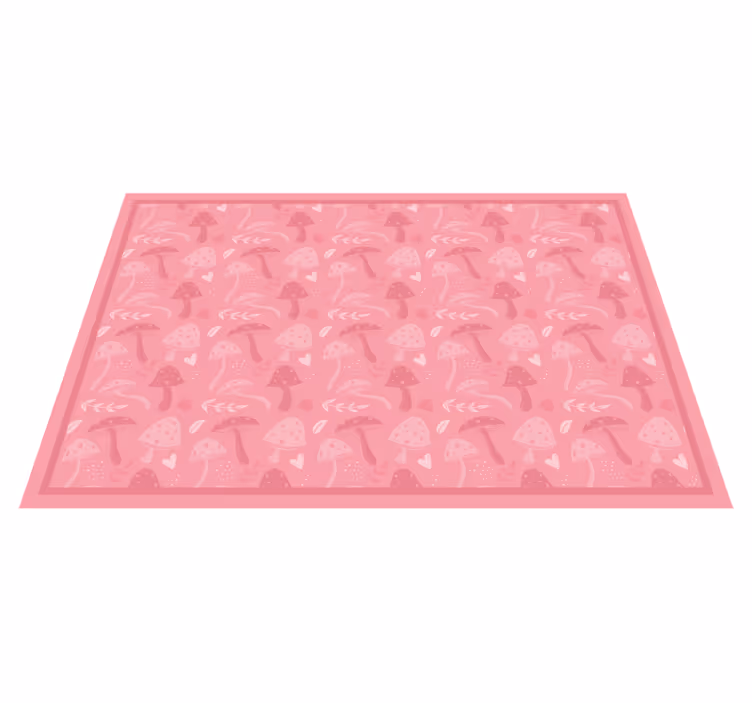 Pink mushroom pattern kitchen floor tiles - TenStickers