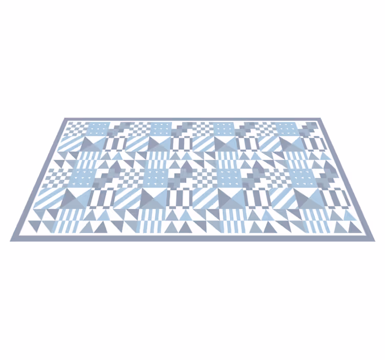 Geometric blue pattern tile carpet - TenStickers