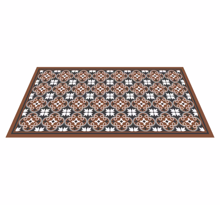 Complex floral arrangement mosaic vinyl rug - TenStickers