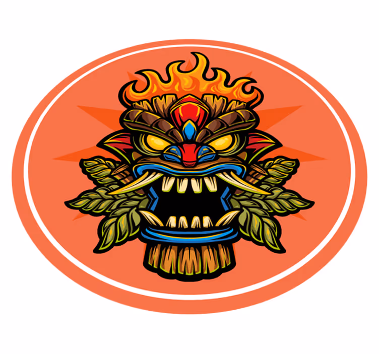 Tiki Mask teenager vinyl rug - TenStickers