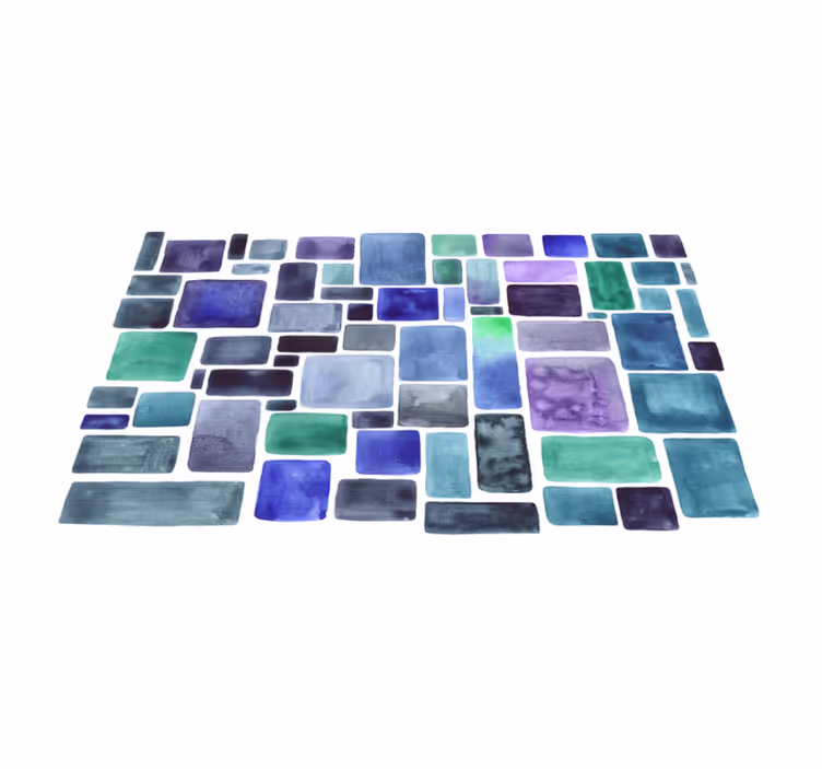 Blue shades block pattern vinyl rug - TenStickers