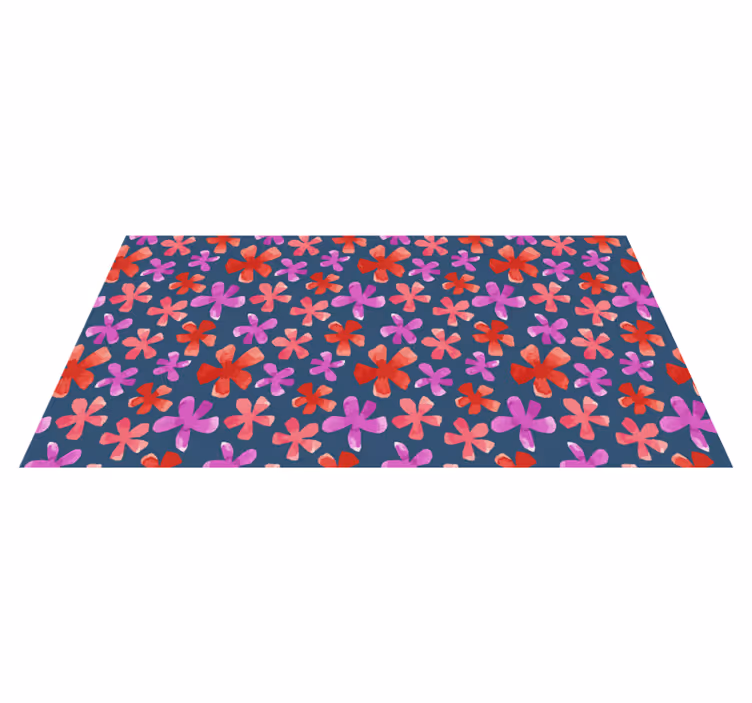 Purple and red patterns flower vinyl rug - TenStickers