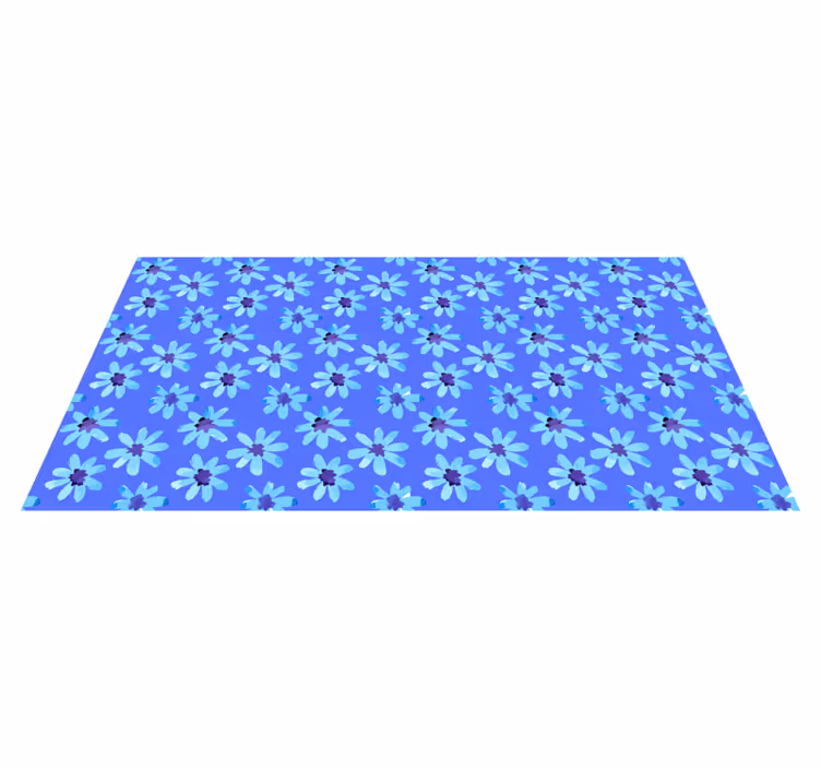 Azure Blossom Emblem flower vinyl rug - TenStickers