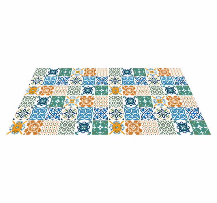Vibrant motifs tile vinyl rug - TenStickers