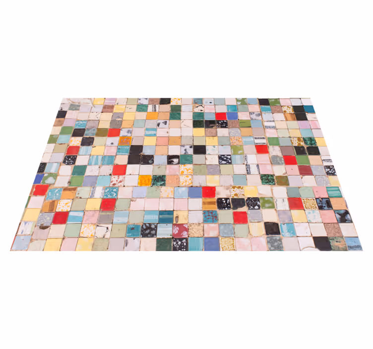 Old Colorful Tiles bathroom vinyl rug - TenStickers