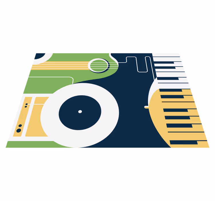 Musical instrument motif rectangular vinyl rug - TenStickers