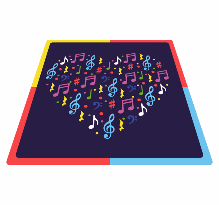 Musical Notes Heart teenager vinyl rug - TenStickers