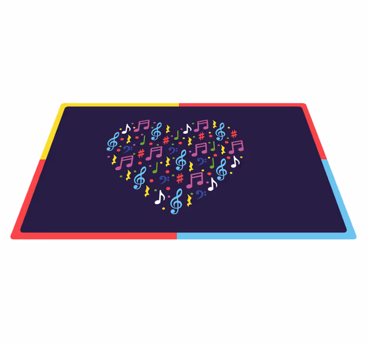 Colorful music heart vinyl rug - TenStickers