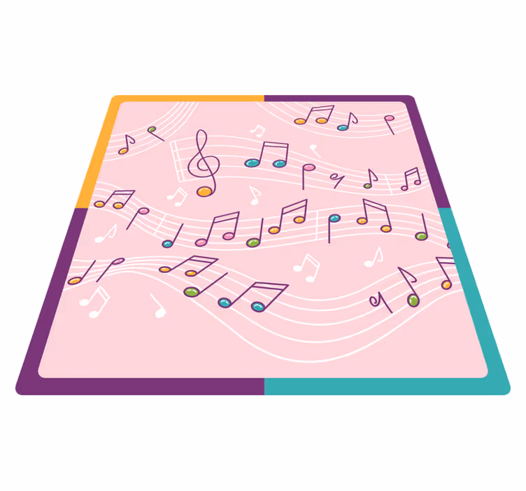 Delicate musical notes square vinyl rug - TenStickers