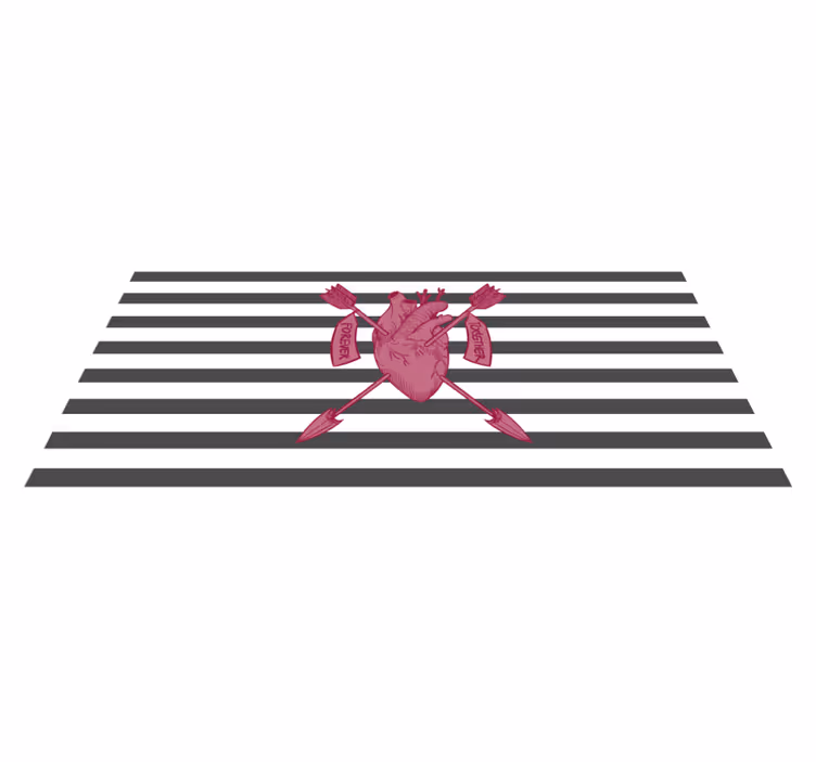 Heart Arrows Together custom vinyl rug - TenStickers