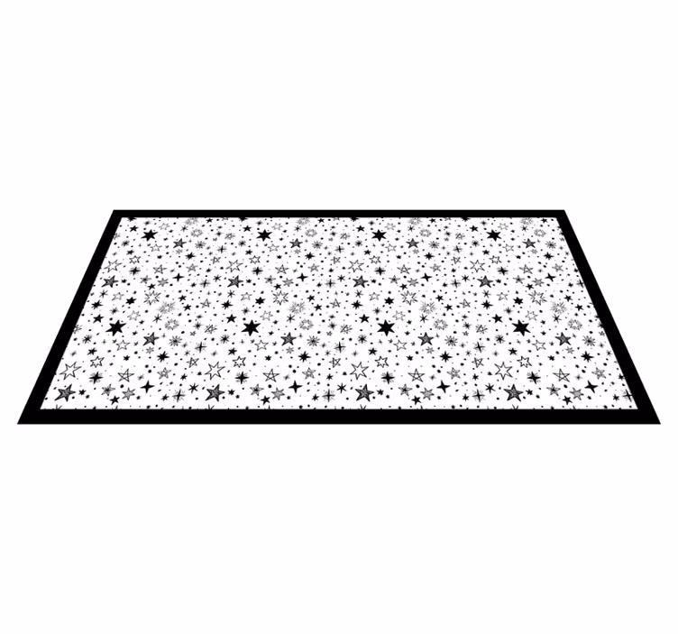Black star white background rectangular rug - TenStickers