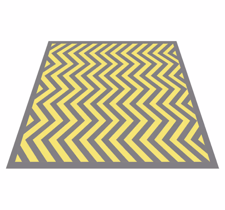 Stripes vinyl rug in yellow and grey chevron - TenStickers