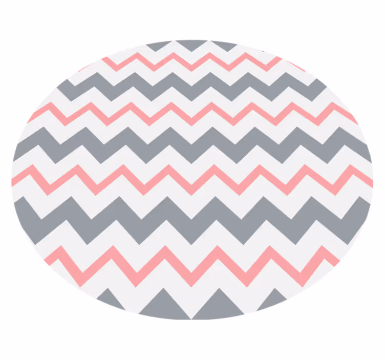 Pink and gray zig zag lines circular rug - TenStickers