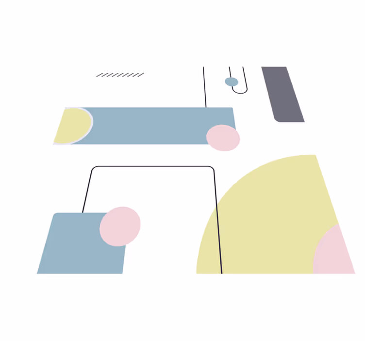 Minimalist vinyl rug in abstract pastel shapes - TenStickers