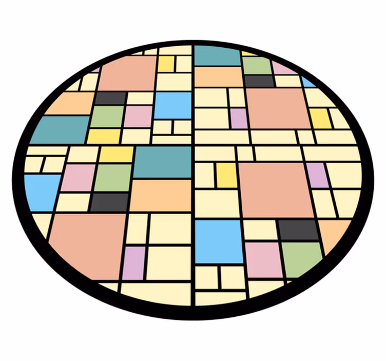Geometric vinyl rug in colorful block design - TenStickers