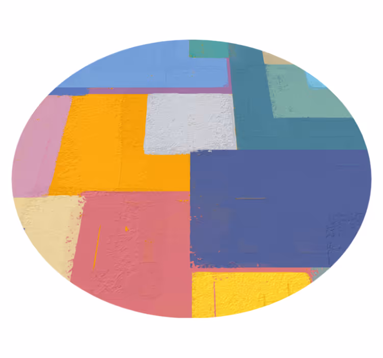 Abstract painting colorful squares circular rug - TenStickers
