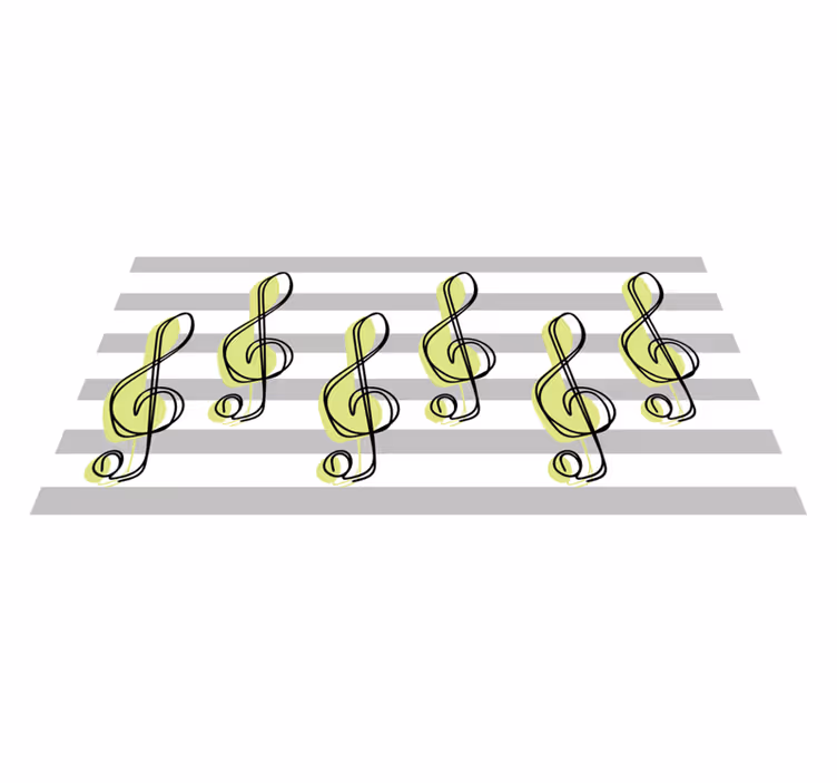 Musical Notes Pattern stripes vinyl rug - TenStickers