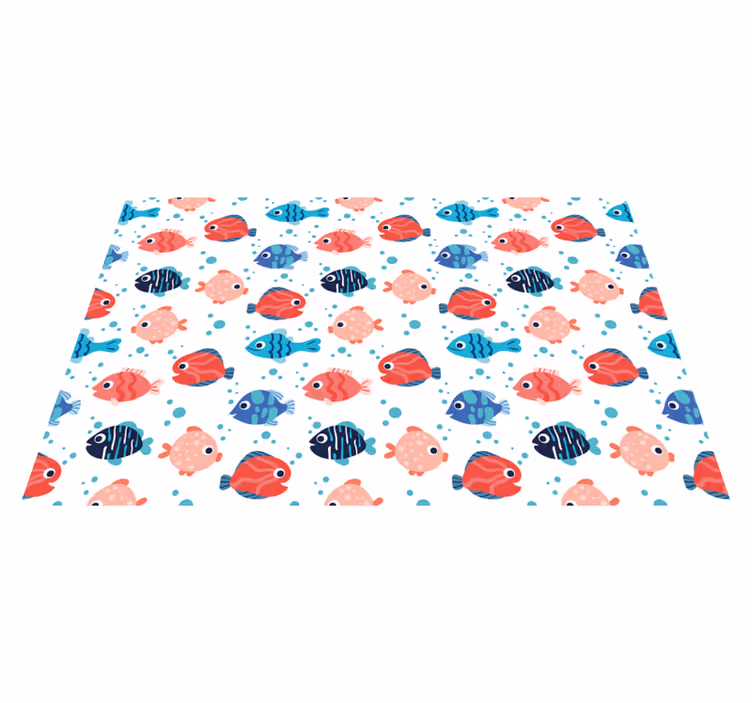 Pink and blue fishes kids vinyl rug - TenStickers