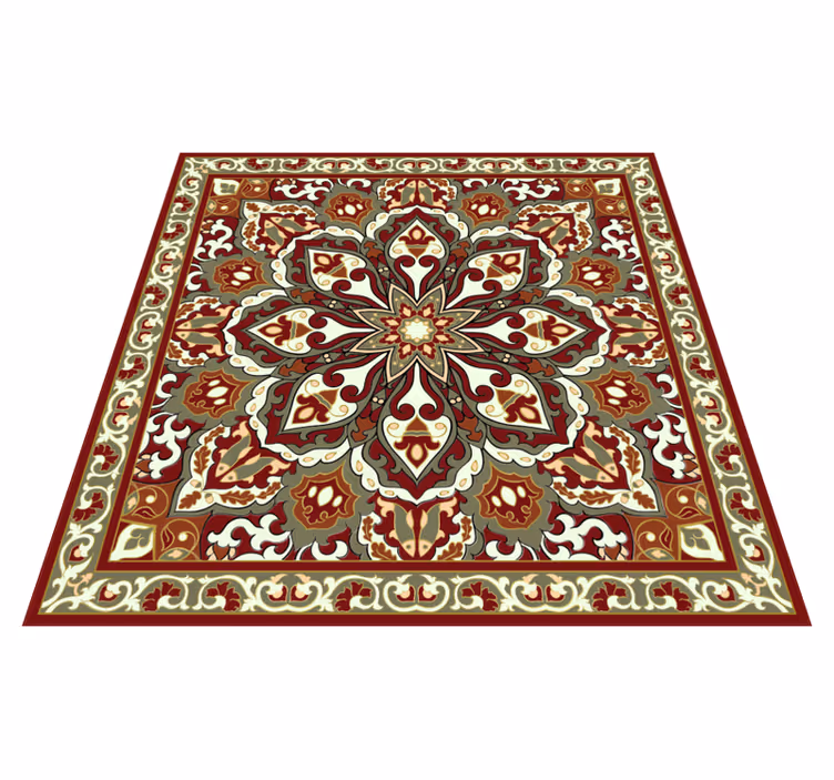 Detailed Floral Motif mosaic vinyl rug - TenStickers