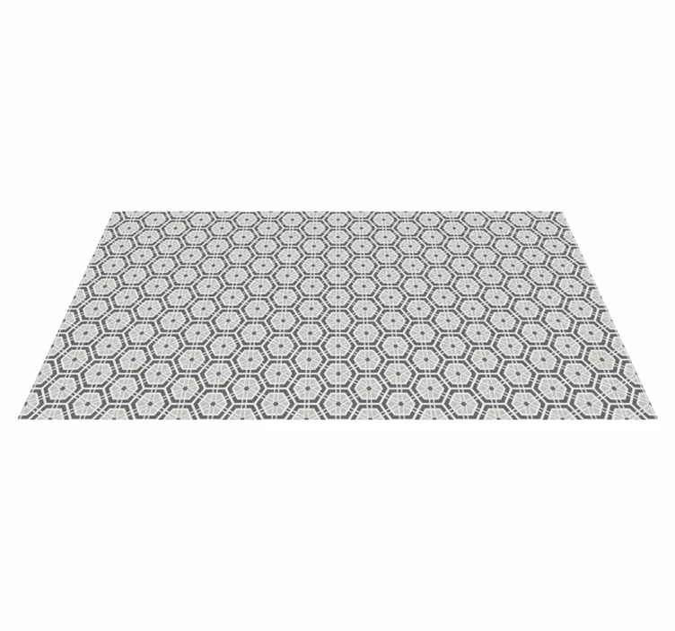Elegant grey hexagons motif mosaic vinyl rug - TenStickers