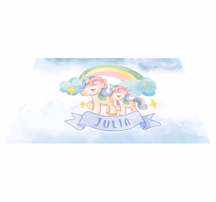 Unicorn family illustration vinyl rug - TenStickers