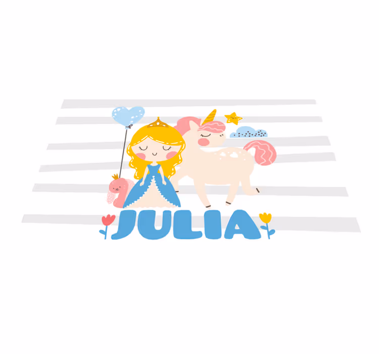 Custom unicorn and princess vinyl rug - TenStickers