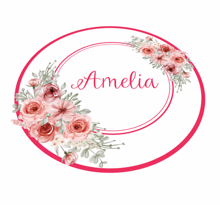 Floral monogram with name bedroom vinyl rug - TenStickers