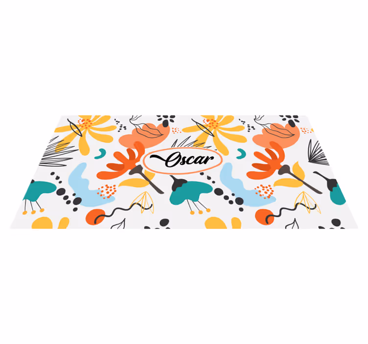 Custom abstract flowers bedroom vinyl rug - TenStickers