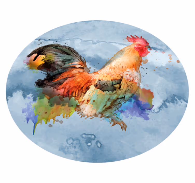 Animal print vinyl rug colorful rooster splash - TenStickers