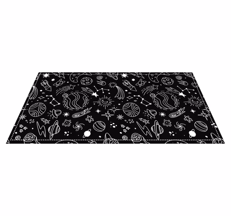 Black and white cosmic illustrations kids rug - TenStickers