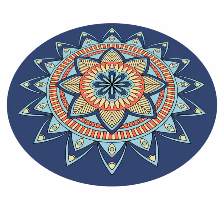 Blue vibrant shades mandala vinyl rug - TenStickers