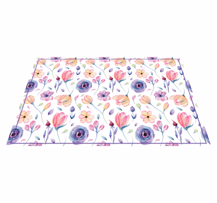 Purple delicate floral pattern nature vinyl rug - TenStickers