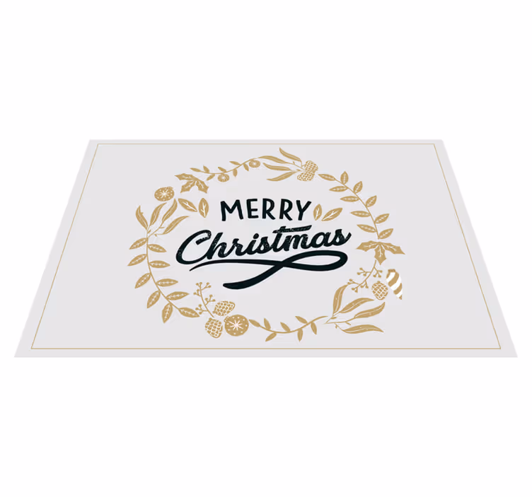 Joyful golden salutation christmas vinyl rug - TenStickers