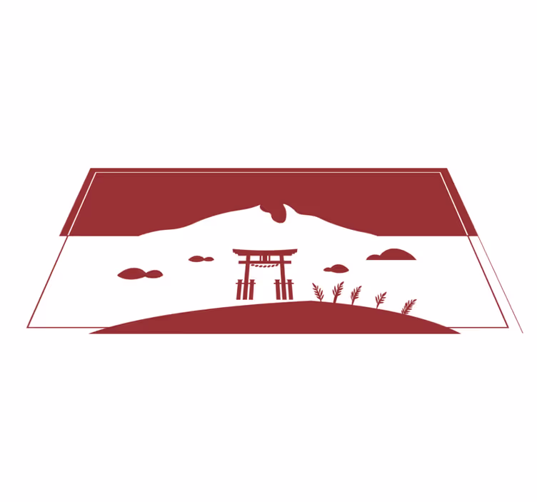 Japanese Landscape world map vinyl rug - TenStickers