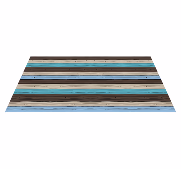 Blue and brown stripes wood vinyl rug - TenStickers