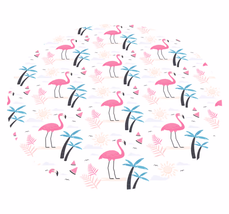 Flamingo tropical scene teenager vinyl rug - TenStickers