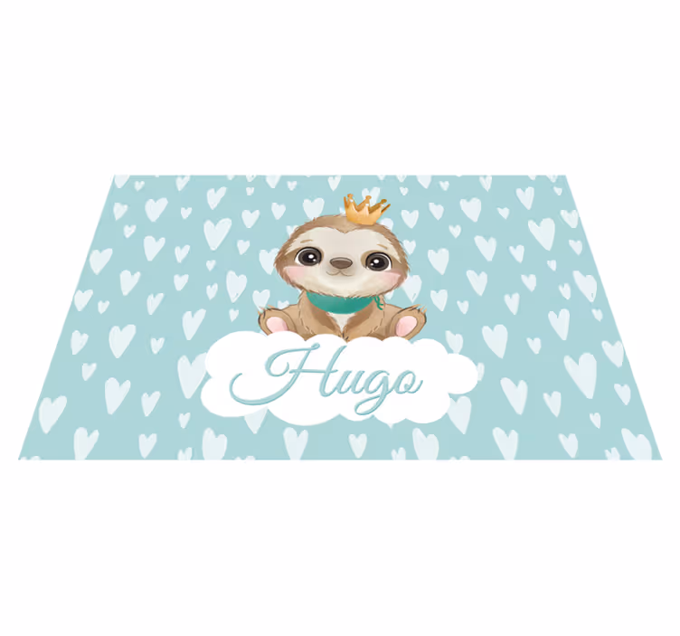 Cute sloth for boy with name circular rug - TenStickers