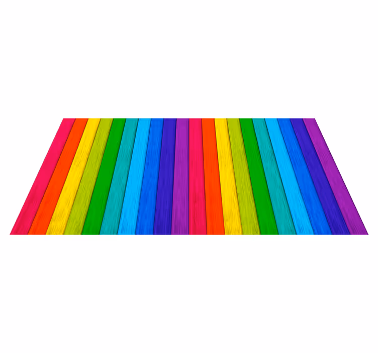 Rainbow Striped Layout wood vinyl rug - TenStickers