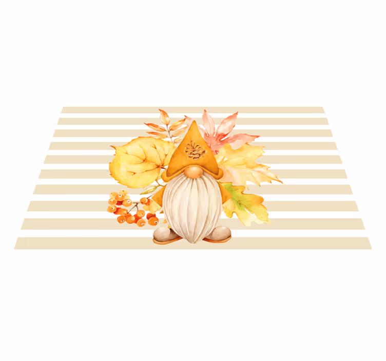 Autumn Gnome Charm stripes vinyl rug - TenStickers